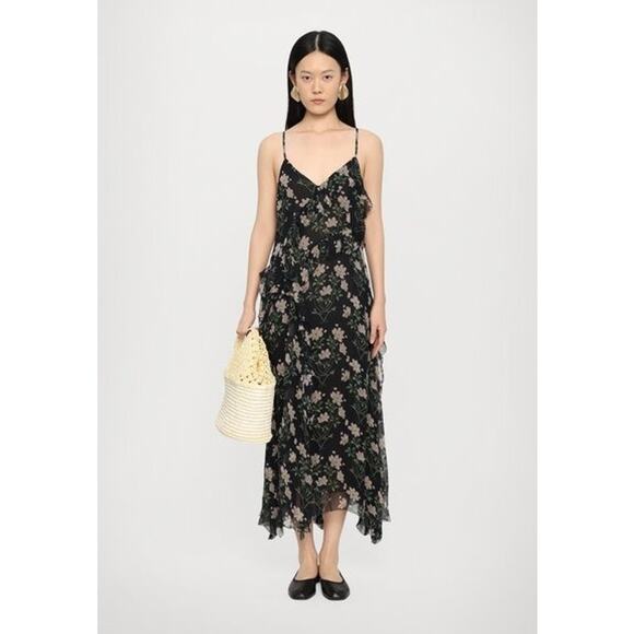 SEA NEW YORK Black Elizabeth Print Midi Tiered Dress Size M NWT - Picture 4 of 5